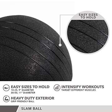 Weighted Slam Ball by Day 1 Fitness – 30 lbs - No Bounce Medicine Ball - Gym Equipment Accessories for High Intensity Exercise, Functional Strength Training, Cardio