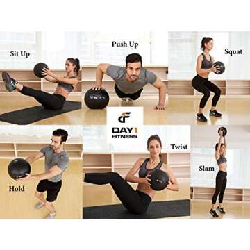 Weighted Slam Ball by Day 1 Fitness – 30 lbs - No Bounce Medicine Ball - Gym Equipment Accessories for High Intensity Exercise, Functional Strength Training, Cardio