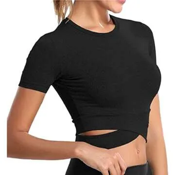 Stylish Bontierie Crew Neck Crop Tops for Active Women
