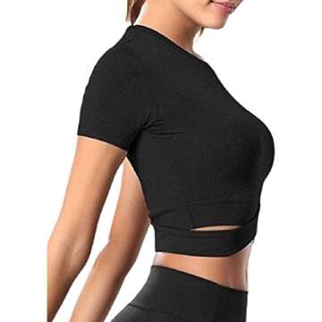 Stylish Bontierie Crew Neck Crop Tops for Active Women