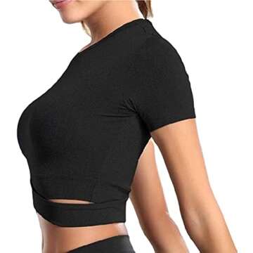Stylish Bontierie Crew Neck Crop Tops for Active Women