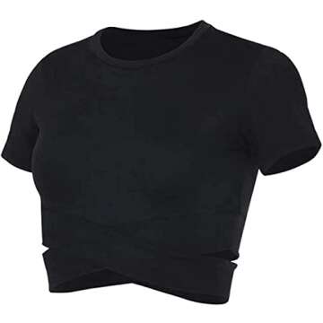 Stylish Bontierie Crew Neck Crop Tops for Active Women