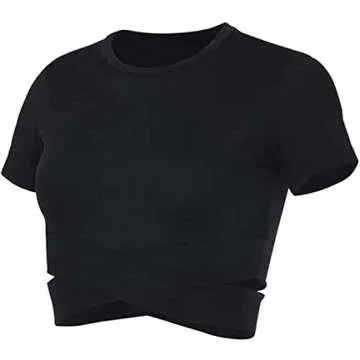 Stylish Bontierie Crew Neck Crop Tops for Active Women
