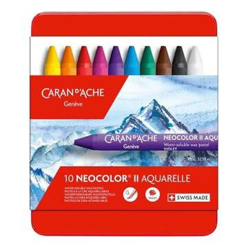 Caran d'Ache Classic Neocolor II Water-Soluble Pastels, 10 Colors
