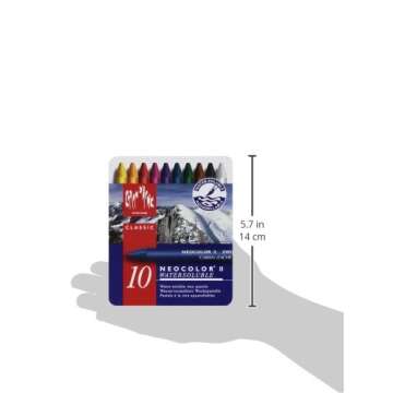 Caran d'Ache Classic Neocolor II Water-Soluble Pastels, 10 Colors