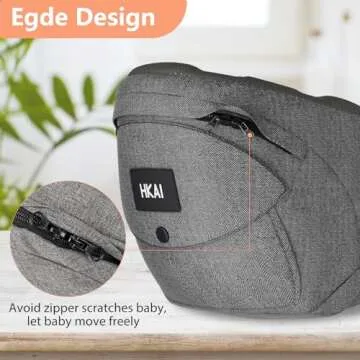 HKAI Baby Hip Carrier, Mom’s Choice Award Winner, Baby Carrier with Adjustable Waistband & Breathable Mesh, Ergonomic Carrier with Non-Slip Hip Seat Surface for Newborns & Toddlers, (Grey)