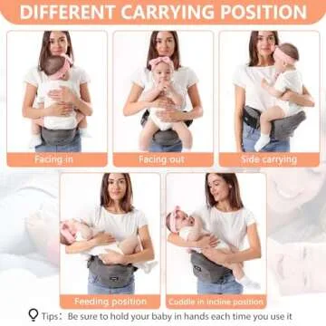 HKAI Baby Hip Carrier, Mom’s Choice Award Winner, Baby Carrier with Adjustable Waistband & Breathable Mesh, Ergonomic Carrier with Non-Slip Hip Seat Surface for Newborns & Toddlers, (Grey)