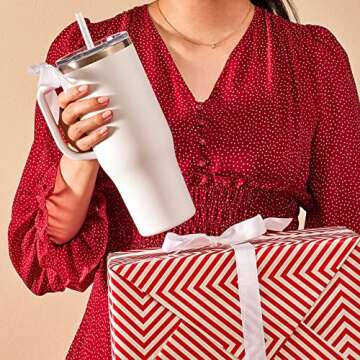 Maars Charger 40oz Insulated Travel Mug Tumbler with Handle | Double Wall Vacuum Sealed Stainless Steel Cup w/Straw and Lid, White