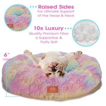 Heart, Stars & Paws Fluffy Calming Cat & Dog Beds, Soft Pet Bedding for Small Dogs, Cats, Puppy, & K...