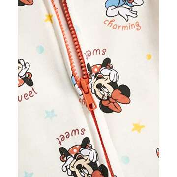 Disney Baby Girls' Minnie Mouse Romper - 2 Piece Sleeveless Bodysuit Coveralls and T-Shirt (0-24M), Size 24 Months, Cream/Coral T-shirt