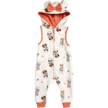 Disney Baby Girls' Minnie Mouse Romper - 2 Piece Sleeveless Bodysuit Coveralls and T-Shirt (0-24M), Size 24 Months, Cream/Coral T-shirt