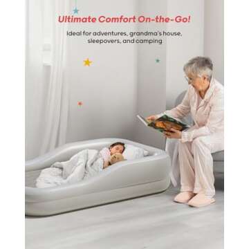 QPAU Portable Toddler Travel Air Mattress with Bumpers
