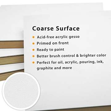 PHOENIX Gesso Boards for Painting - 11x14 Inch / 4 Pack - Coarse Surface 3/4 Inch Cradled Wood Panels for Oil & Acrylic Paints, Crafts & Pouring Art