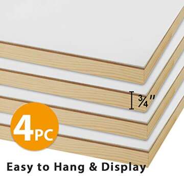 PHOENIX Gesso Boards for Painting - 11x14 Inch / 4 Pack - Coarse Surface 3/4 Inch Cradled Wood Panels for Oil & Acrylic Paints, Crafts & Pouring Art