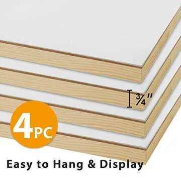 PHOENIX Gesso Boards for Painting - 11x14 Inch / 4 Pack - Coarse Surface 3/4 Inch Cradled Wood Panels for Oil & Acrylic Paints, Crafts & Pouring Art