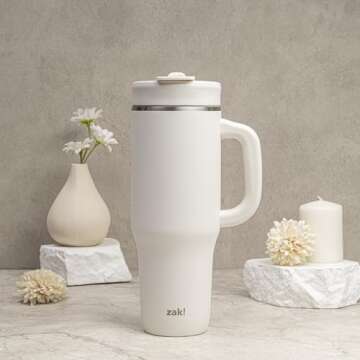 Zak Designs Harmony 2-in-1 Coffee Tumbler for Travel or At Home, 40oz Recycled Stainless Steel is Le...