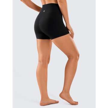 CRZ YOGA Women's Naked Feeling Biker Shorts - 3 Inches High Waisted Yoga Workout Running Spandex Black Medium