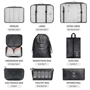 Packing Cubes for Travel - Mossio 9 Piece Set