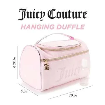 Juicy Couture Women's Cosmetics Bag - Hanging Travel Makeup and Toiletries Small Duffel Bag, Pink