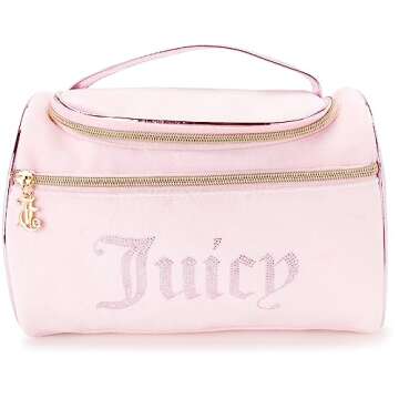 Juicy Couture Women's Cosmetics Bag - Hanging Travel Makeup and Toiletries Small Duffel Bag, Pink