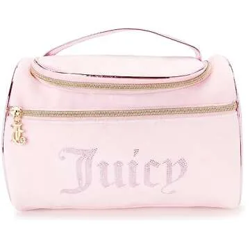 Juicy Couture Women's Cosmetics Bag - Hanging Travel Makeup and Toiletries Small Duffel Bag, Pink