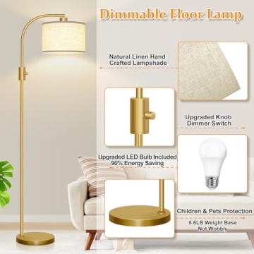 Stylish Dimmable Gold Floor Lamp for Any Room 