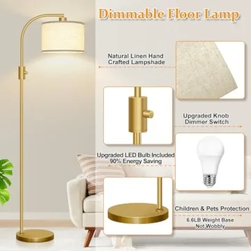 Stylish Dimmable Gold Floor Lamp for Any Room 