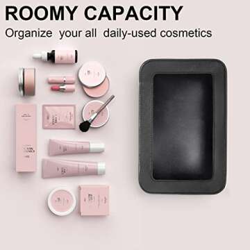 LETGO Clear Makeup Bags, TSA Approved Toiletry Bag with Zipper, Clear Makeup Organizer Fit Carry-on Travel Car Accessories Essentials,Portable Travel Small Pouch for Women Men (Black)