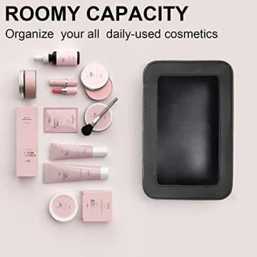 LETGO Clear Makeup Bags, TSA Approved Toiletry Bag with Zipper, Clear Makeup Organizer Fit Carry-on Travel Car Accessories Essentials,Portable Travel Small Pouch for Women Men (Black)