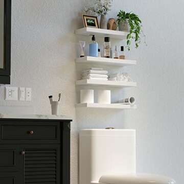 Boswillon Floating Shelves for Wall, 4 Sets Modern Wall Shelves Wall Mounted, Display Shelves for Wa...