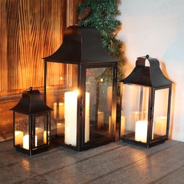 DECORKEY 3 Pack Lanterns for Indoor and Outdoor Decor
