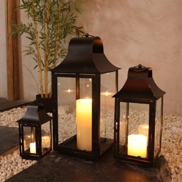 DECORKEY 3 Pack Lanterns for Indoor and Outdoor Decor
