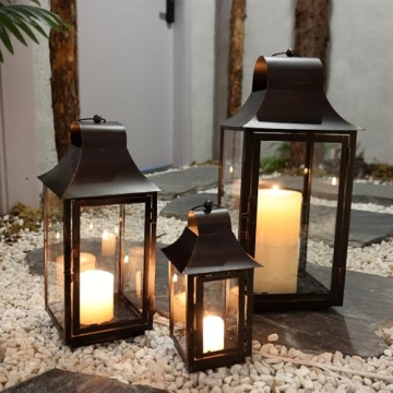 DECORKEY 3 Pack Lanterns for Indoor and Outdoor Decor