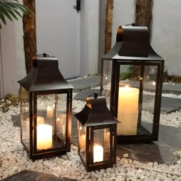DECORKEY 3 Pack Lanterns for Indoor and Outdoor Decor