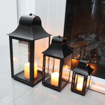 DECORKEY 3 Pack Lanterns for Indoor and Outdoor Decor