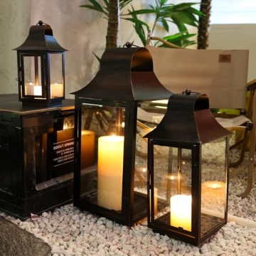 DECORKEY 3 Pack Lanterns for Indoor and Outdoor Decor