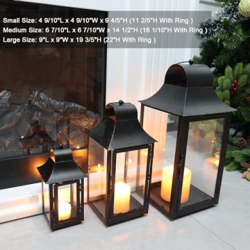 DECORKEY 3 Pack Lanterns for Indoor and Outdoor Decor