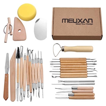 Meuxan 30PCS Pottery Tools Clay Sculpting Set