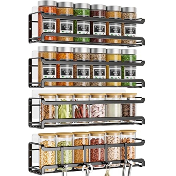 Bunoxea Spice Rack Wall Mount 4 Pack for Organizing