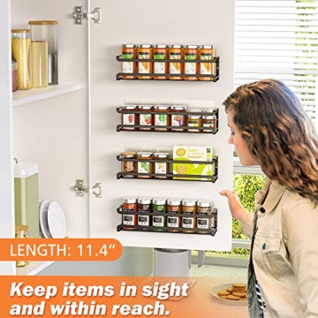 Bunoxea Spice Rack Wall Mount 4 Pack for Organizing