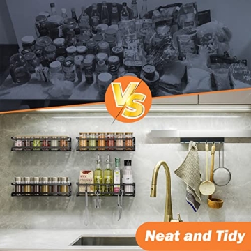 Bunoxea Spice Rack Wall Mount 4 Pack for Organizing