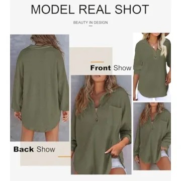 Astylish Ladies Waffle Knit Long Sleeve Top - Stylish Comfort