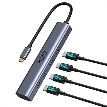 10Gbps USB C Hub, 4 Ports USB C Splitter for Laptop, USB C to USB C Hub Multiport Adapters for MacBook Pro/Air, iMac, Surface Pro,Chromebook,Dell,HP,iPad,Samsung,Etc(Not Support Charging/Monitor)