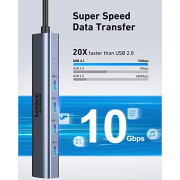 10Gbps USB C Hub, 4 Ports USB C Splitter for Laptop, USB C to USB C Hub Multiport Adapters for MacBook Pro/Air, iMac, Surface Pro,Chromebook,Dell,HP,iPad,Samsung,Etc(Not Support Charging/Monitor)