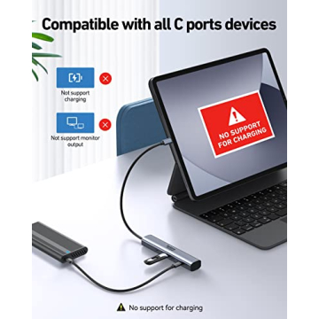 10Gbps USB C Hub, 4 Ports USB C Splitter for Laptop, USB C to USB C Hub Multiport Adapters for MacBook Pro/Air, iMac, Surface Pro,Chromebook,Dell,HP,iPad,Samsung,Etc(Not Support Charging/Monitor)