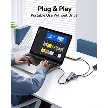 10Gbps USB C Hub, 4 Ports USB C Splitter for Laptop, USB C to USB C Hub Multiport Adapters for MacBook Pro/Air, iMac, Surface Pro,Chromebook,Dell,HP,iPad,Samsung,Etc(Not Support Charging/Monitor)