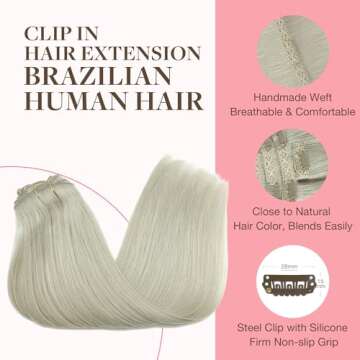 GOO GOO Real Human Hair Clip in Extensions - 24 inch Grey