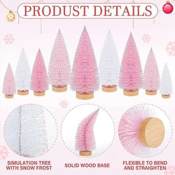 Leyndo 9 Pcs Pink Mini Bottle Brush Trees for Holiday Decor