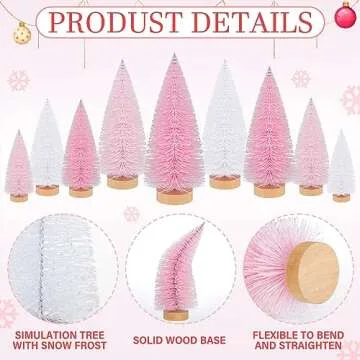 Leyndo 9 Pcs Pink Mini Bottle Brush Trees for Holiday Decor