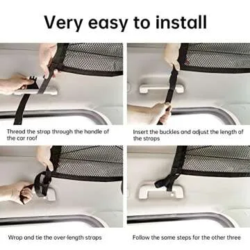 Kaskawise Car Ceiling Cargo Net Pocket,31"x21" Adjustable Double-Layer Mesh SUV Roof Organizer Long Trip Ceiling Storage Net,Car Camping Cargo Net for Car,SUV,Van Life Accessories